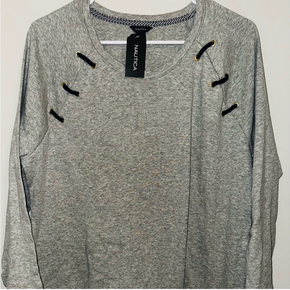 Nautica Gray Lace-Up Shoulder with Black Cord Accents (0143)